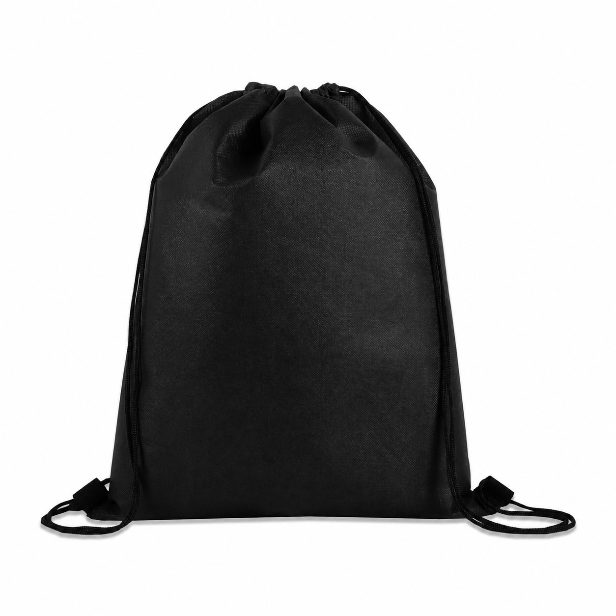 Large Non-Woven Drawstring Cinch Backpack — Black