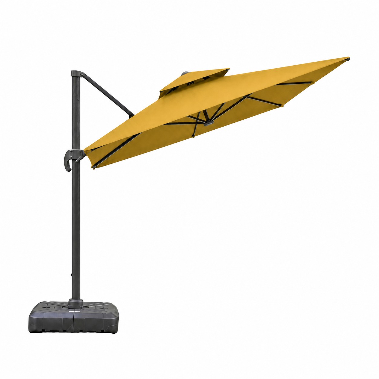 Square Cantilever Patio Umbrella — Brass Gold