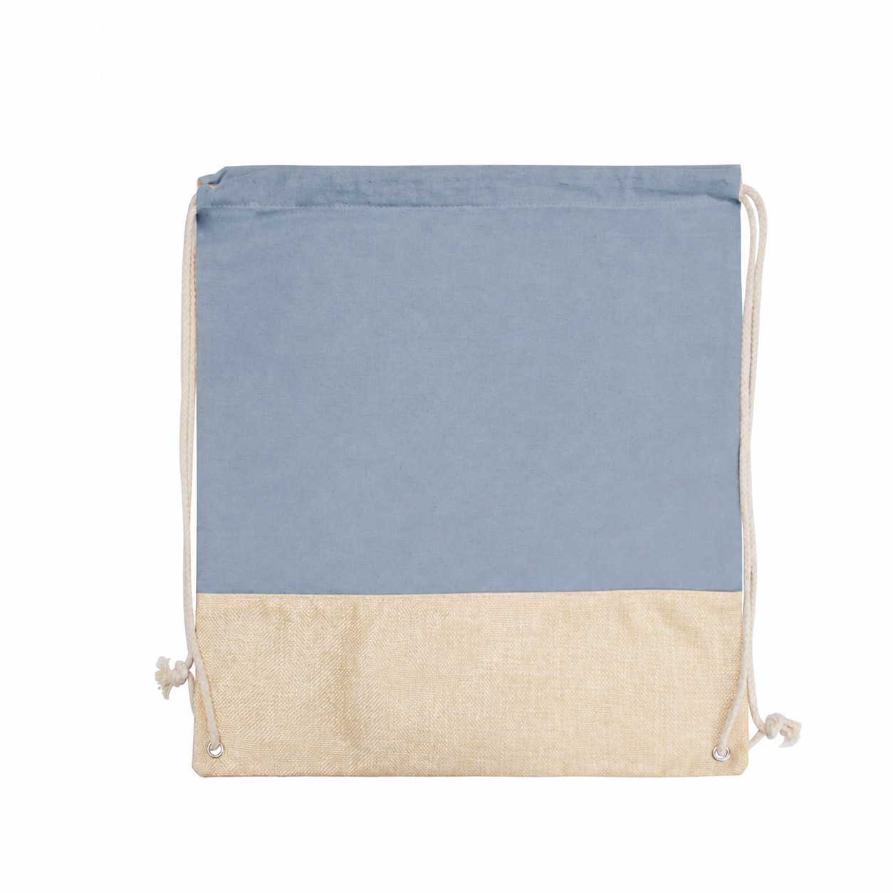 Cotton Metal Grommets Drawstring Bag — Glaucous Blue