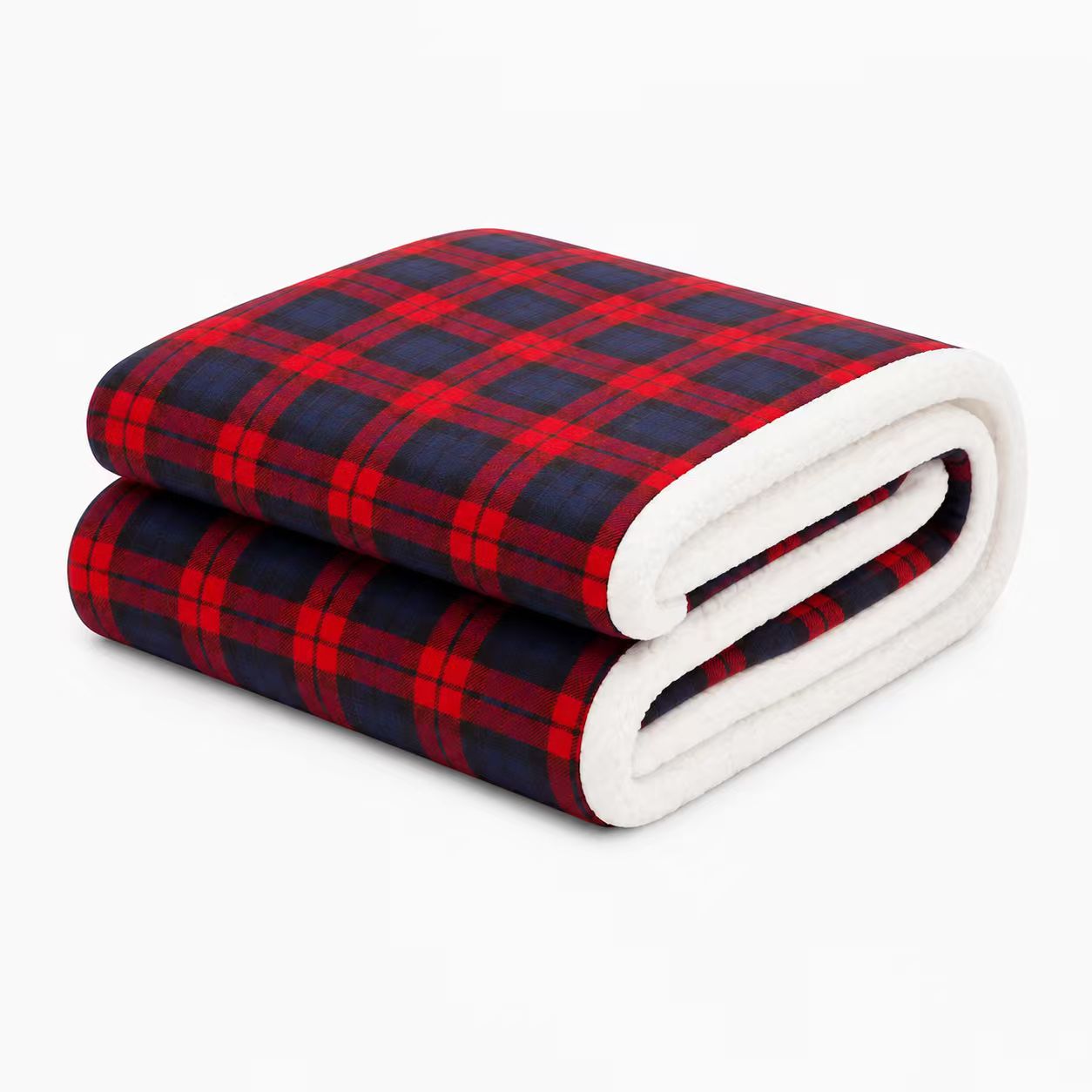 Plaid Coral Fleece Throw Blanket — view 2