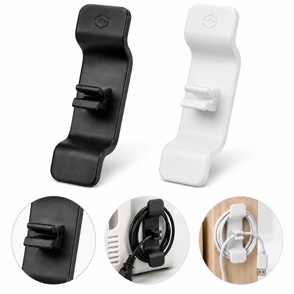 Rubber Cord Organizer With Adhesive Backing