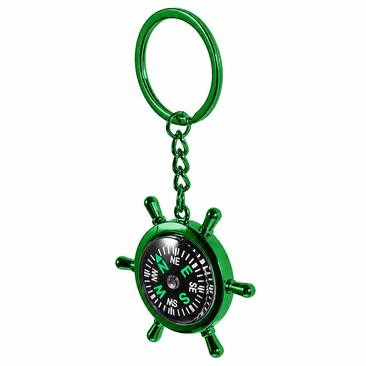 Zinc Alloy Compass Keychain — Green