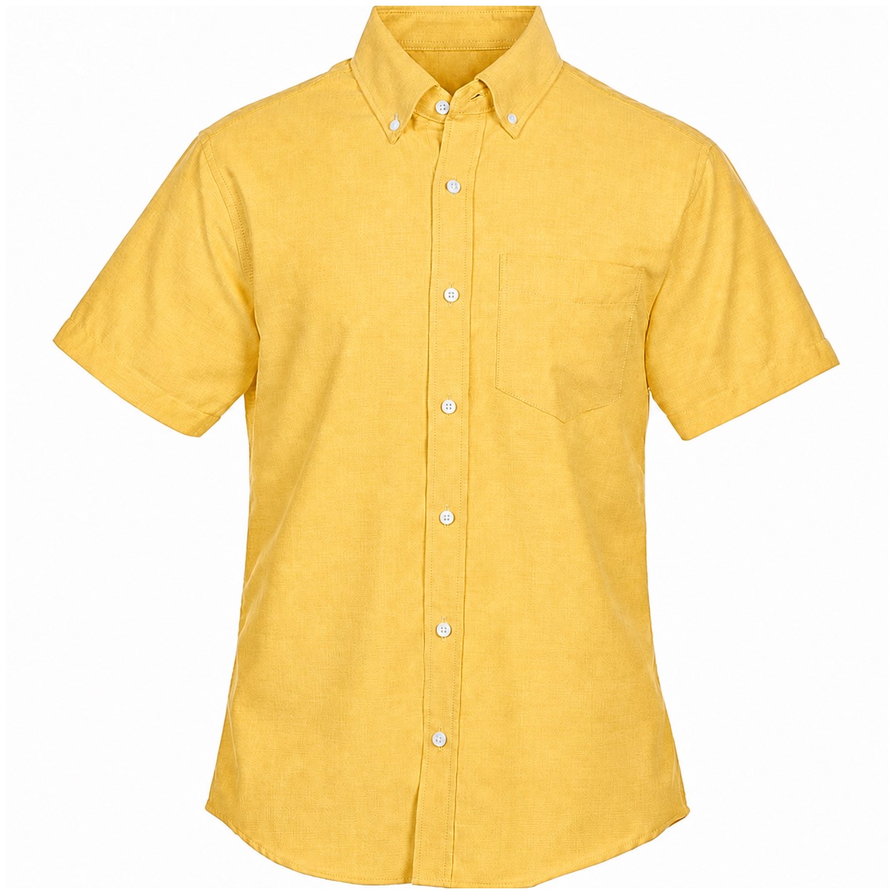 Cotton Polyester Short Sleeve Button Shirt — Gold