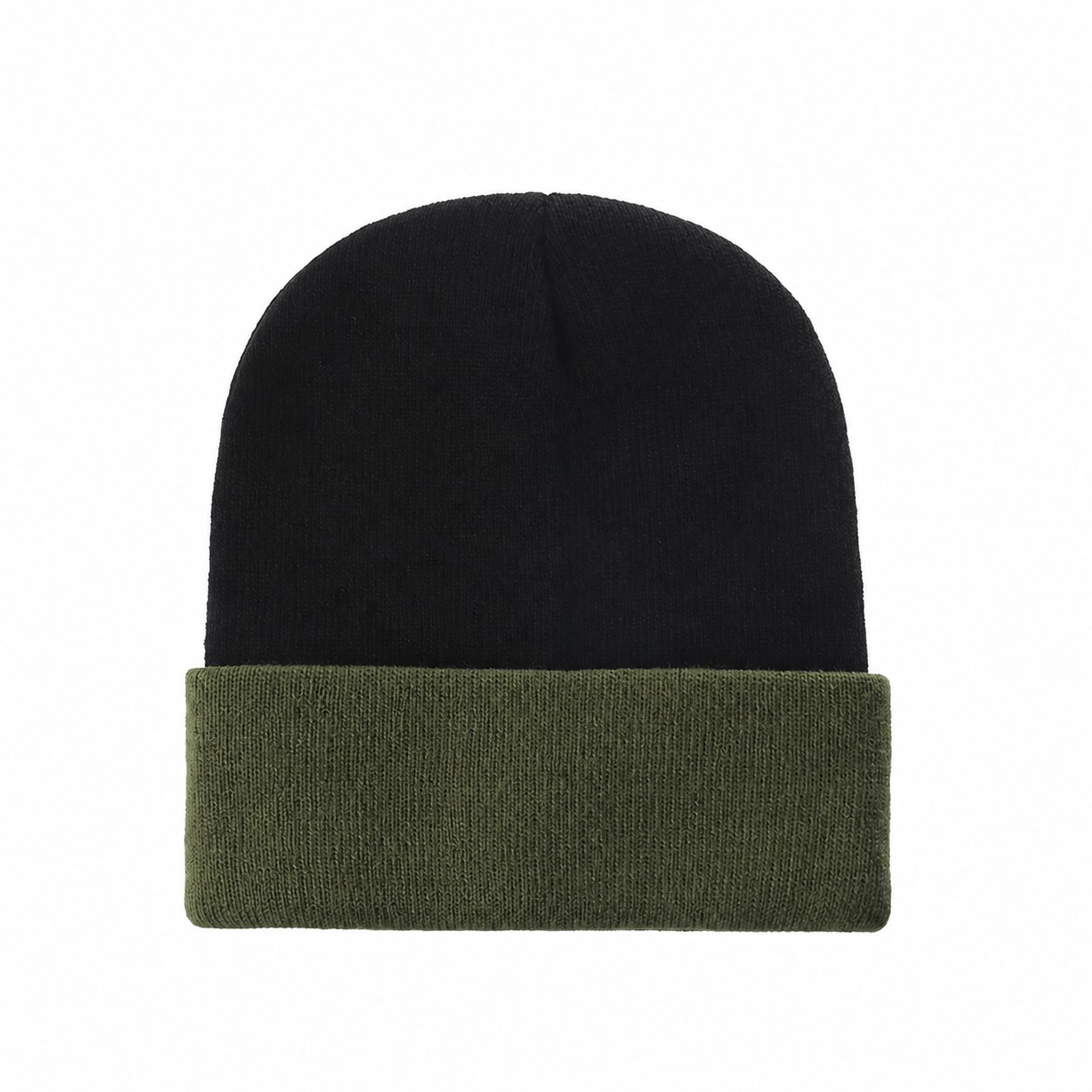 Polyester Two Tone Cuffed Beanie — Army Green