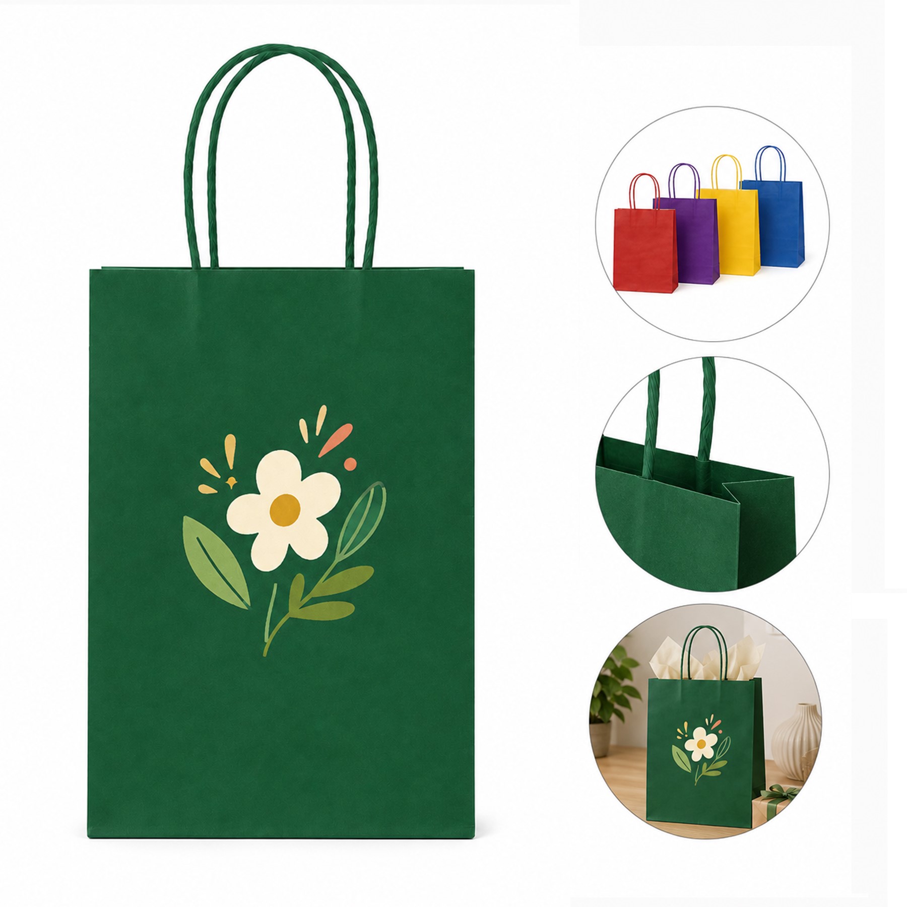 Recycled Kraft Paper Gift Bag With Cord Handles