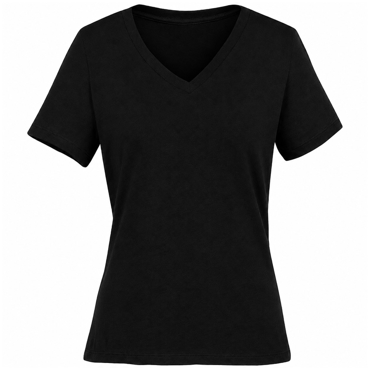 Relaxed Ladies V Neck Heather Tee — Black