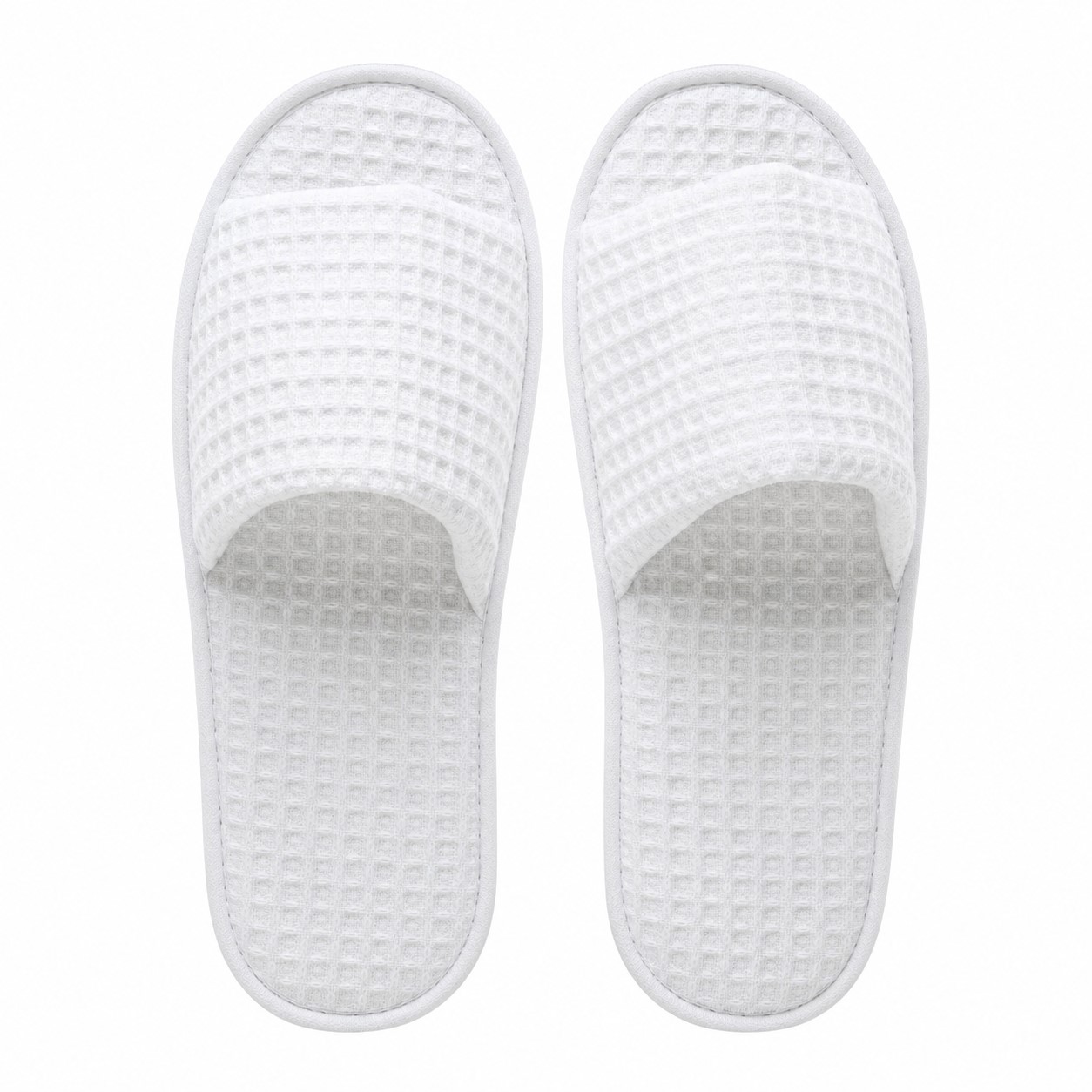 Cotton Waffle Open Toe Guest Slippers — view 2