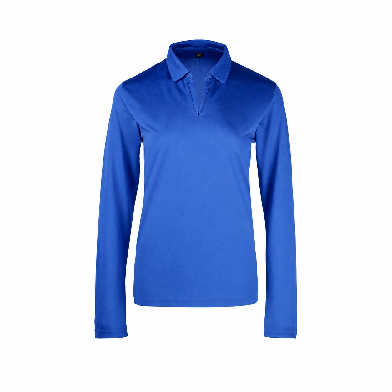 Polyester Ladies Long-Sleeve Polo Shirt — Blue