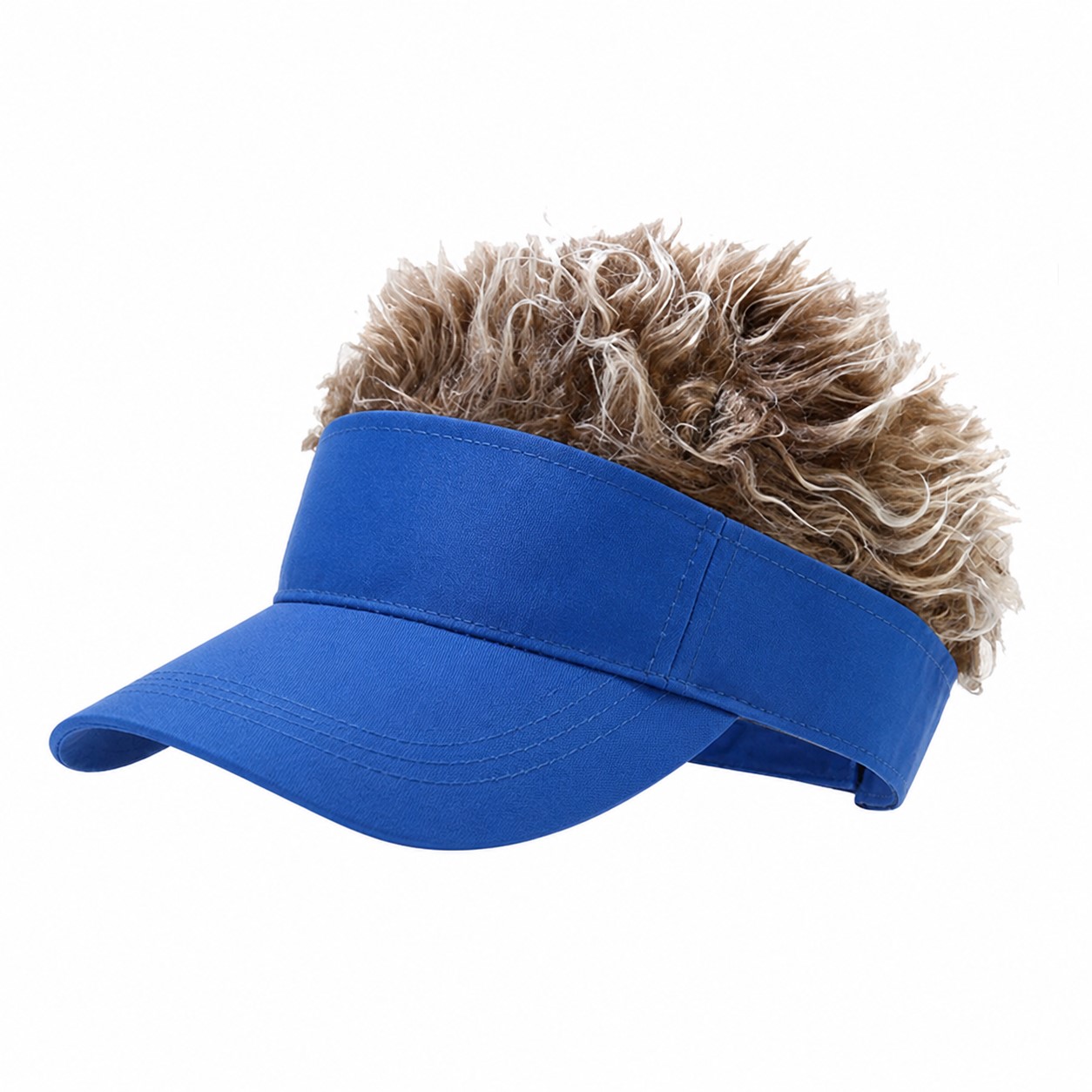 Polyester Wig Sun Visor Hat — Blue