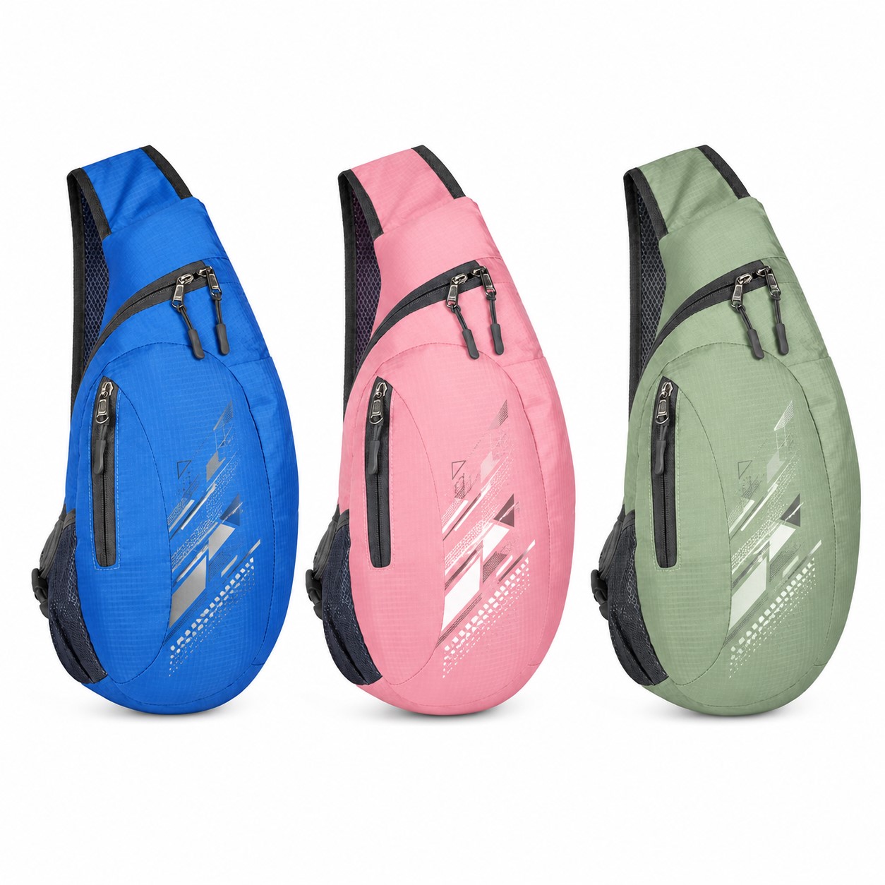Packable Nylon Crossbody Daypack With Zipper Pockets