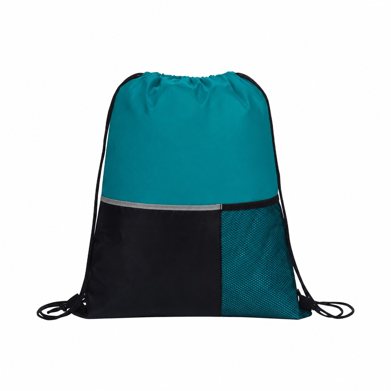Mesh Pocket Drawstring Bag — Teal Blue