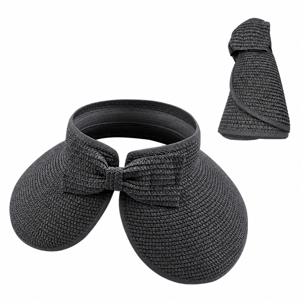 Roll Up Bow Sun Visor — Dark Gray