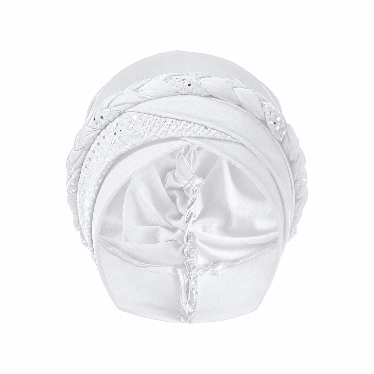 Cross Braid Polyester Turban Hat — White