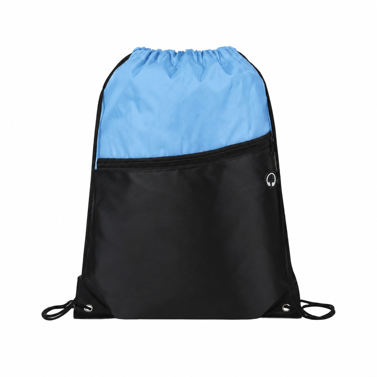210D Polyester Metal Grommets Drawstring Bag — Light Blue