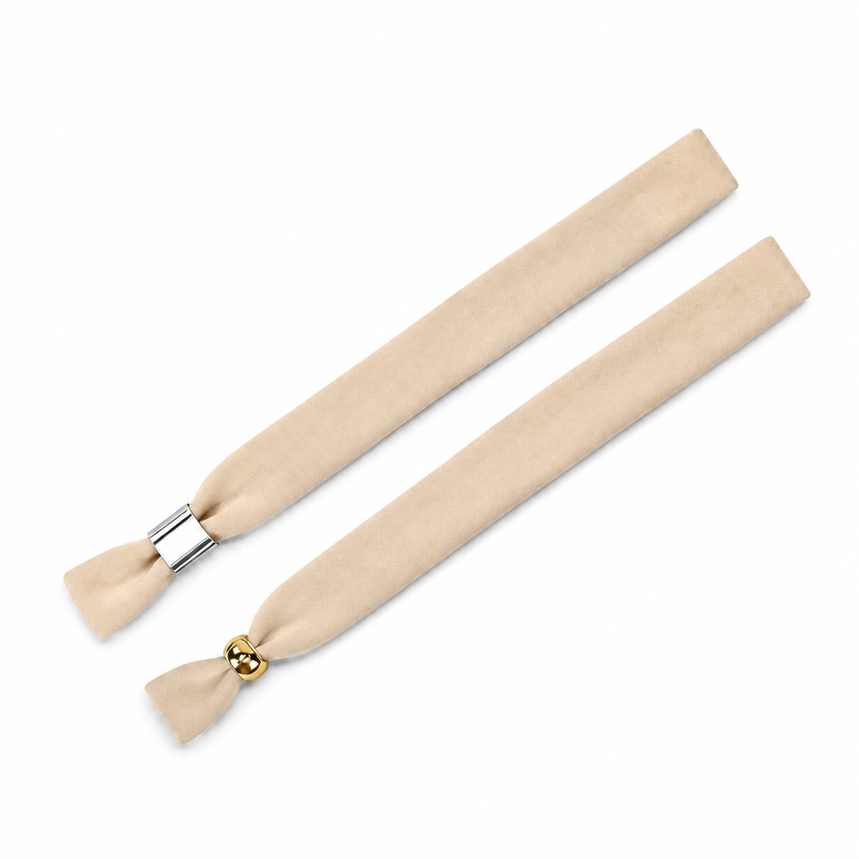 Polyester Wristband With Two-Way Metal Lock — Beige