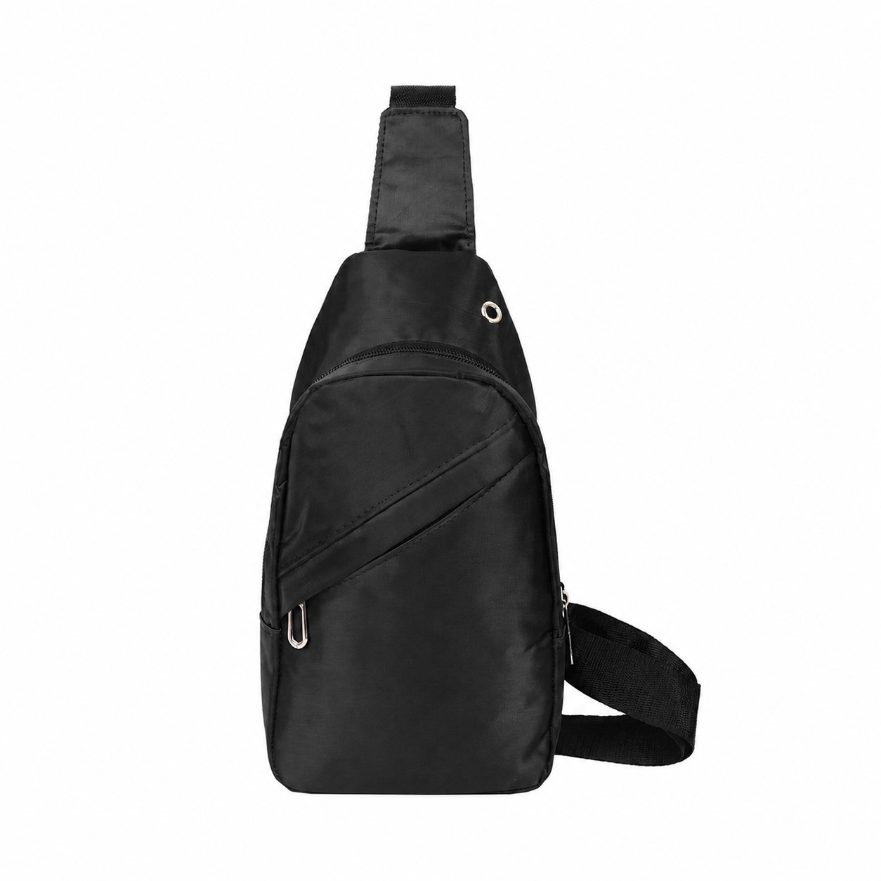 Polyester Crossbody Sling Bag — Black