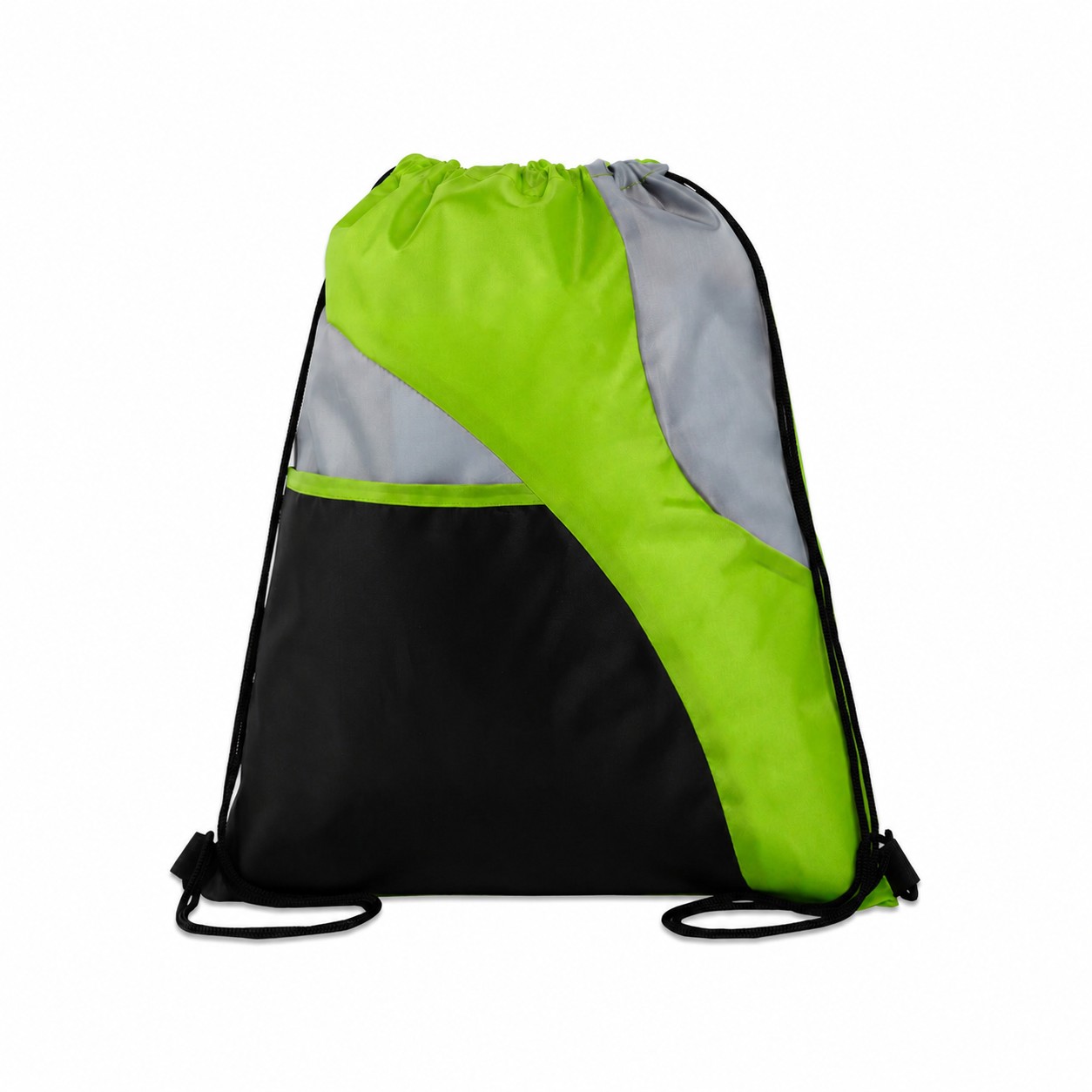210D Polyester Tri Drawstring Bag — Lime Green