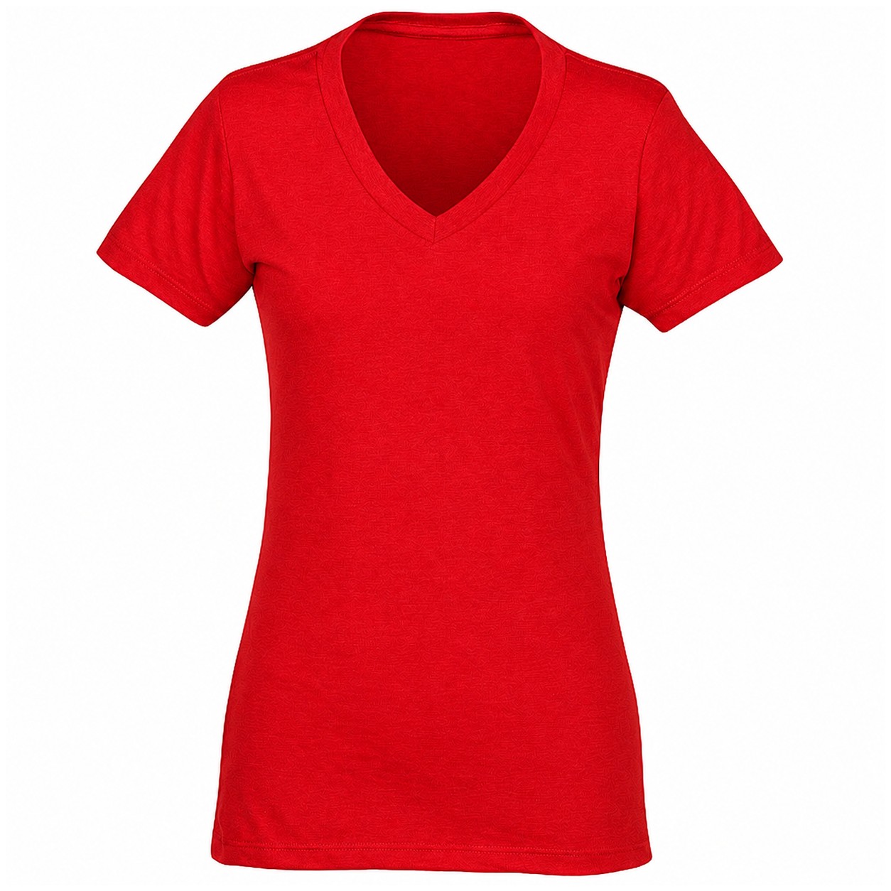 Ladies Cotton Polyester Blend V Neck Tee — Red