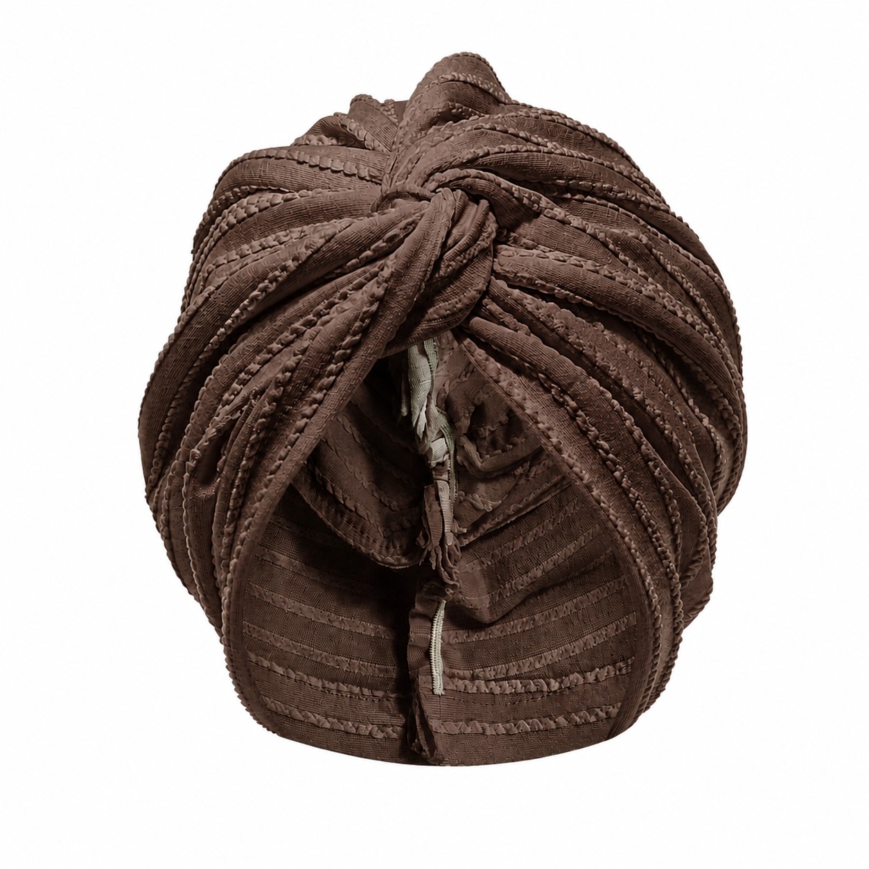 Coral Fleece Pull On Turban Hat — Coffee Brown