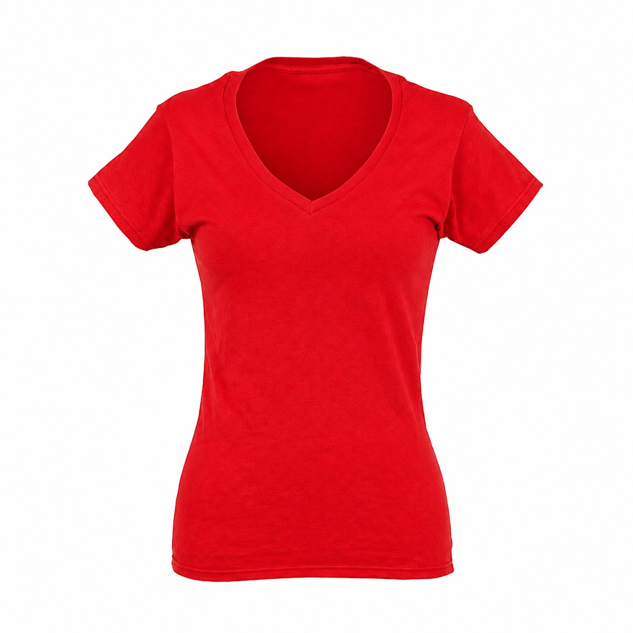 Ladies Soft Ringspun V Neck Tee — Red