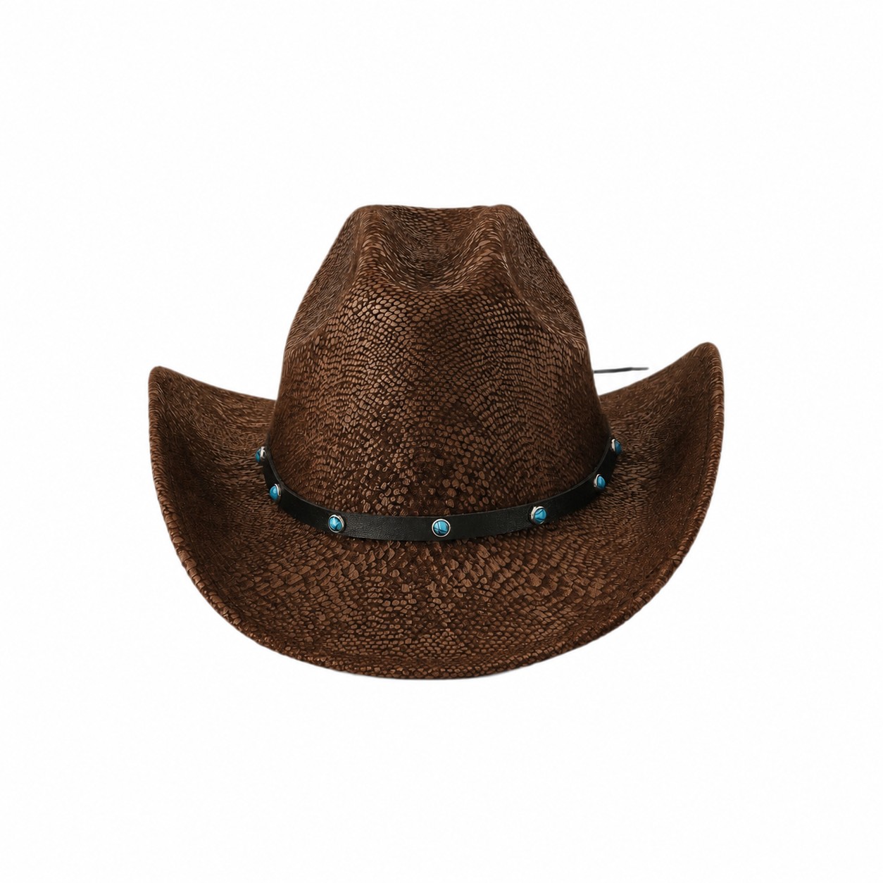 Cracked Snakeskin Western Cowboy Hat — Coffee Brown