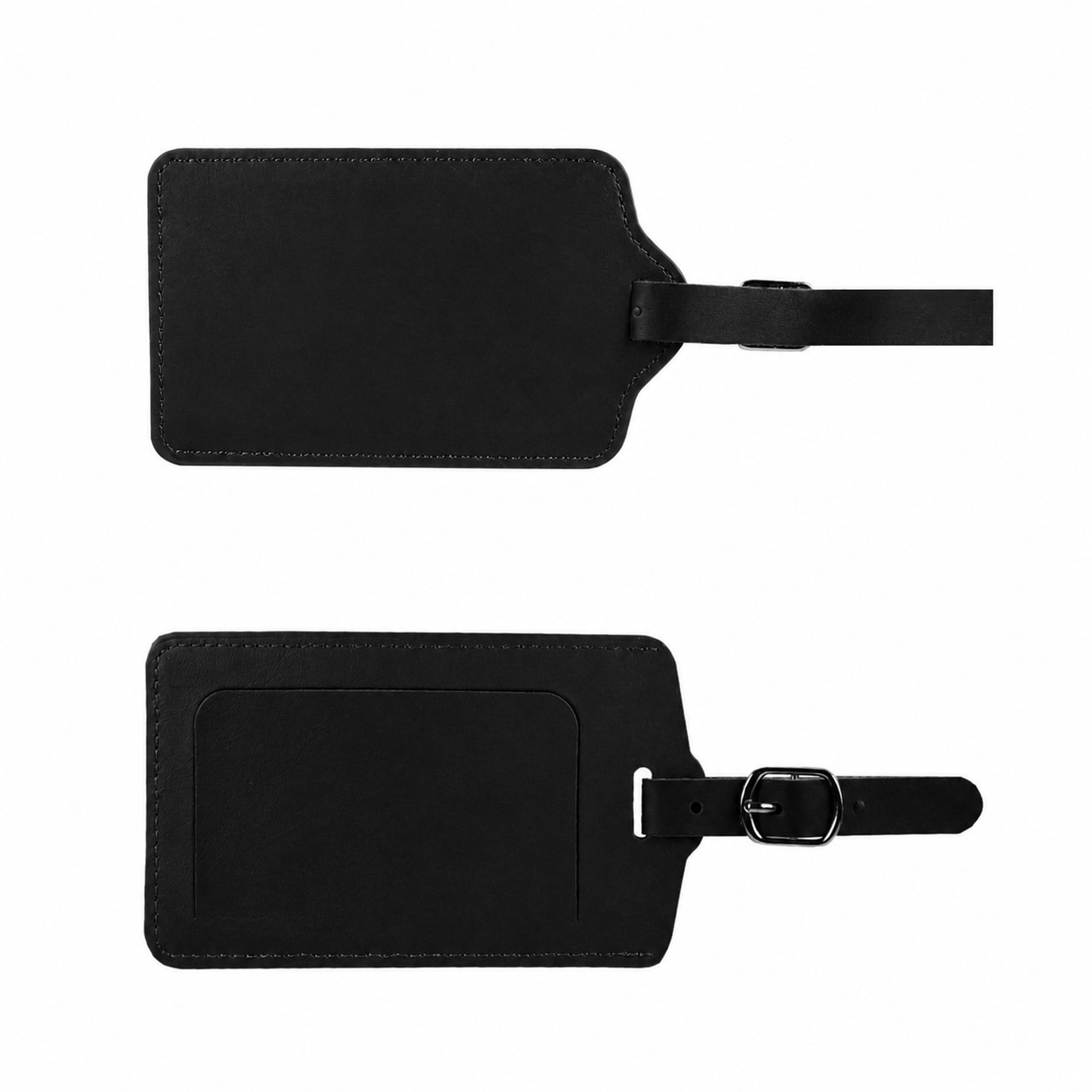 PU Leather Flip Luggage Tag — Black