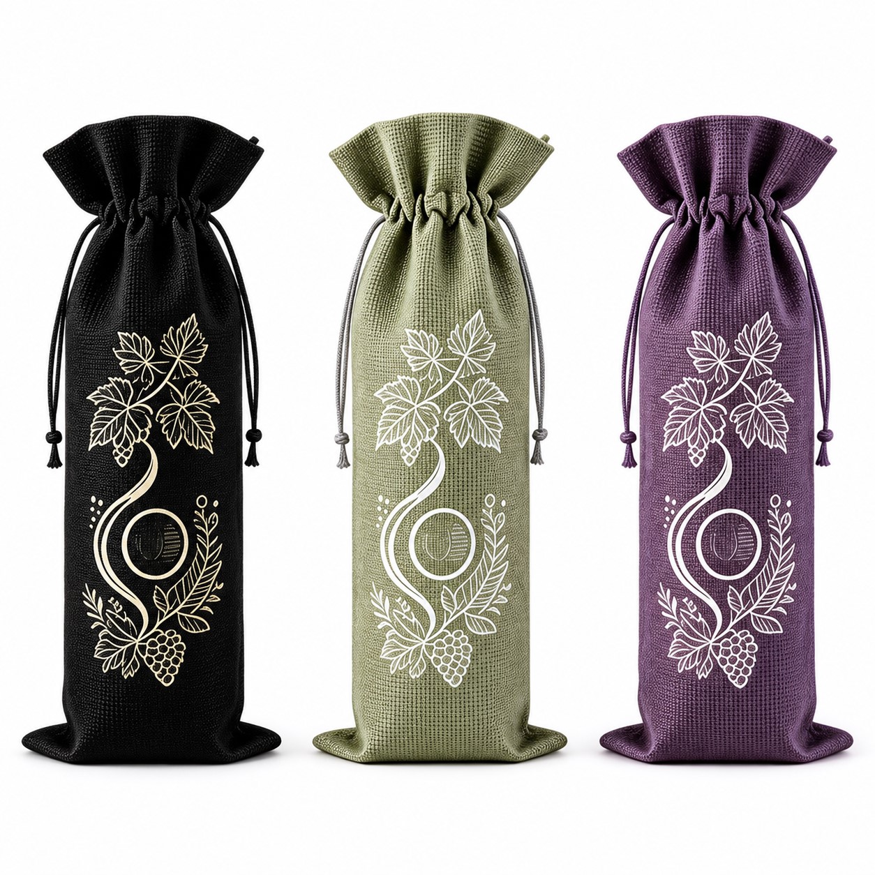 Breathable Fabric Drawstring Wine Bottle Bag