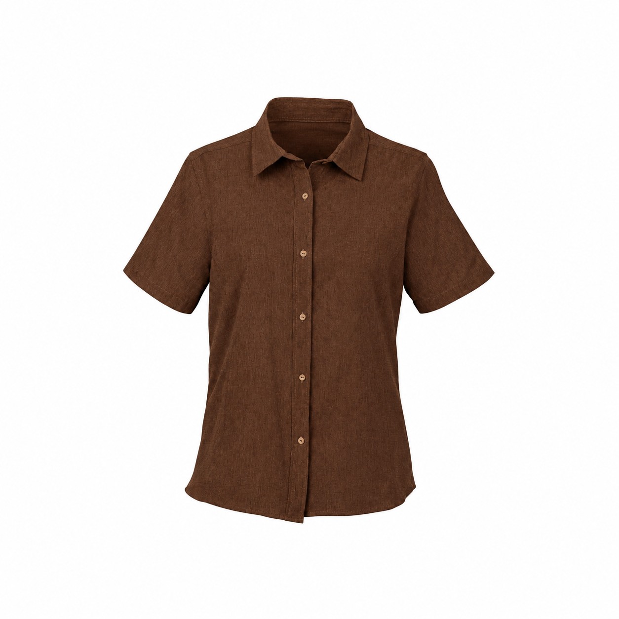 Collared Cotton Workwear Shirt — Brown