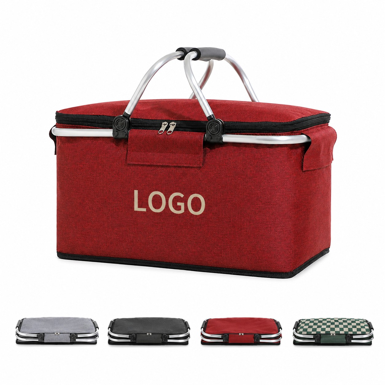 Insulated Folding Picnic Basket With Aluminum Frame