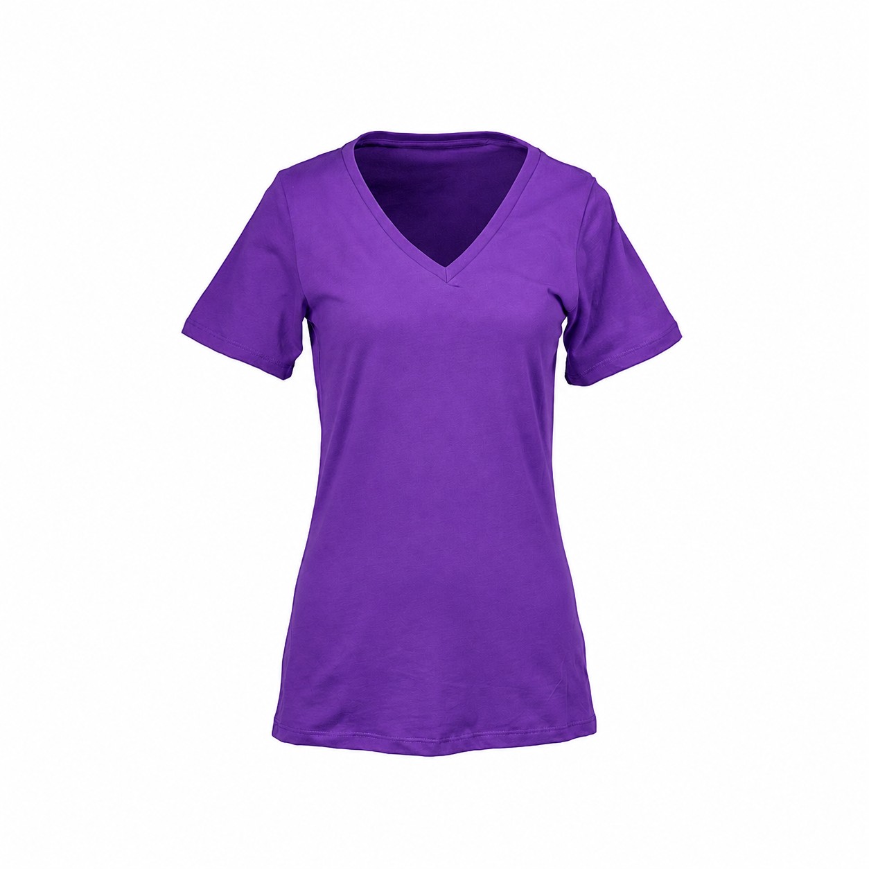 Ladies Ringspun Cotton V Neck Shirt — Purple