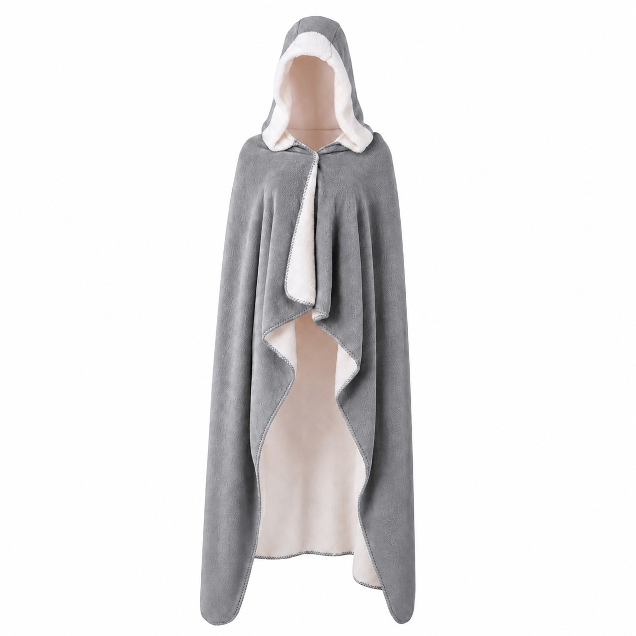 Hooded Sherpa Wearable Blanket — Gray