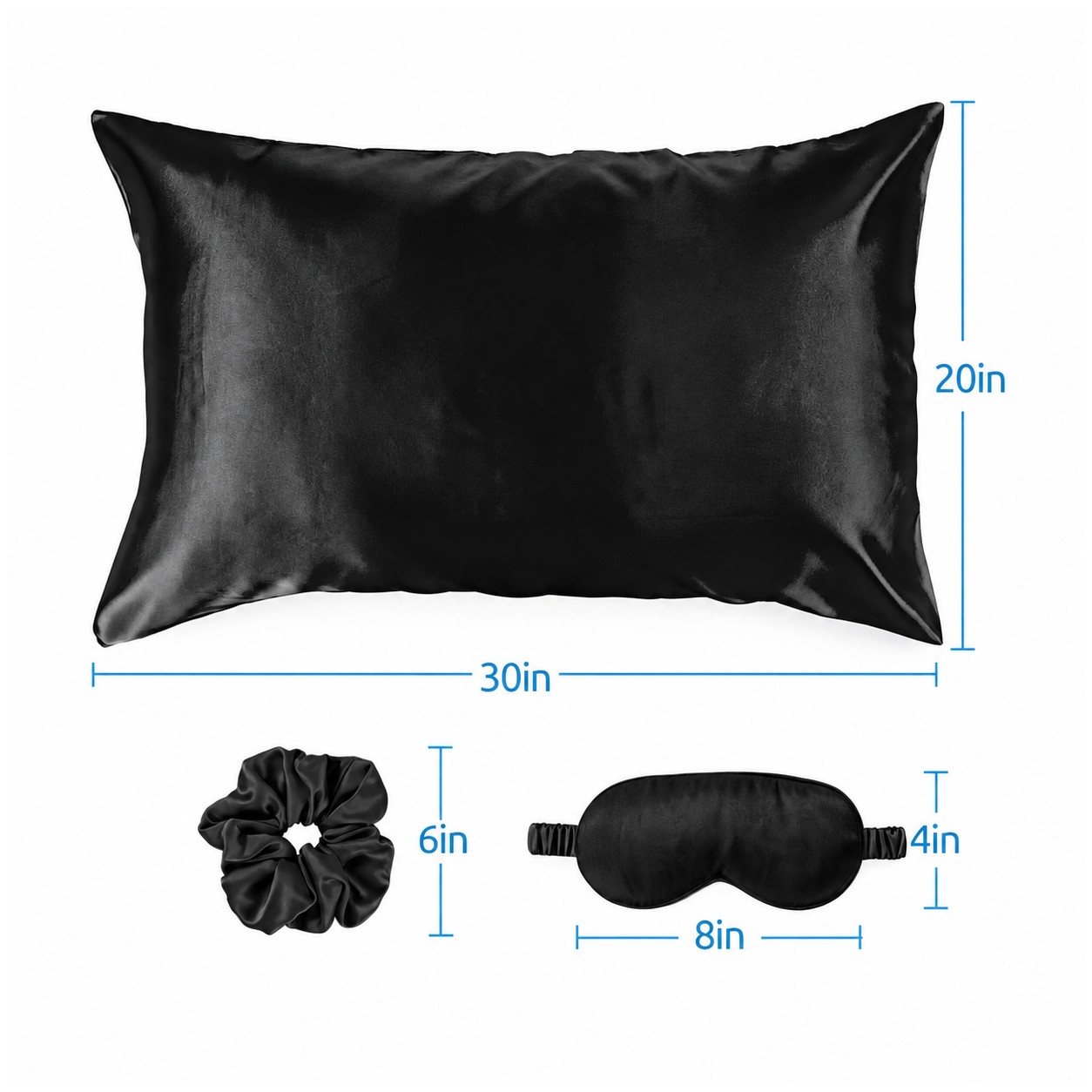 Satin Sleep Set With Pillowcase — Black