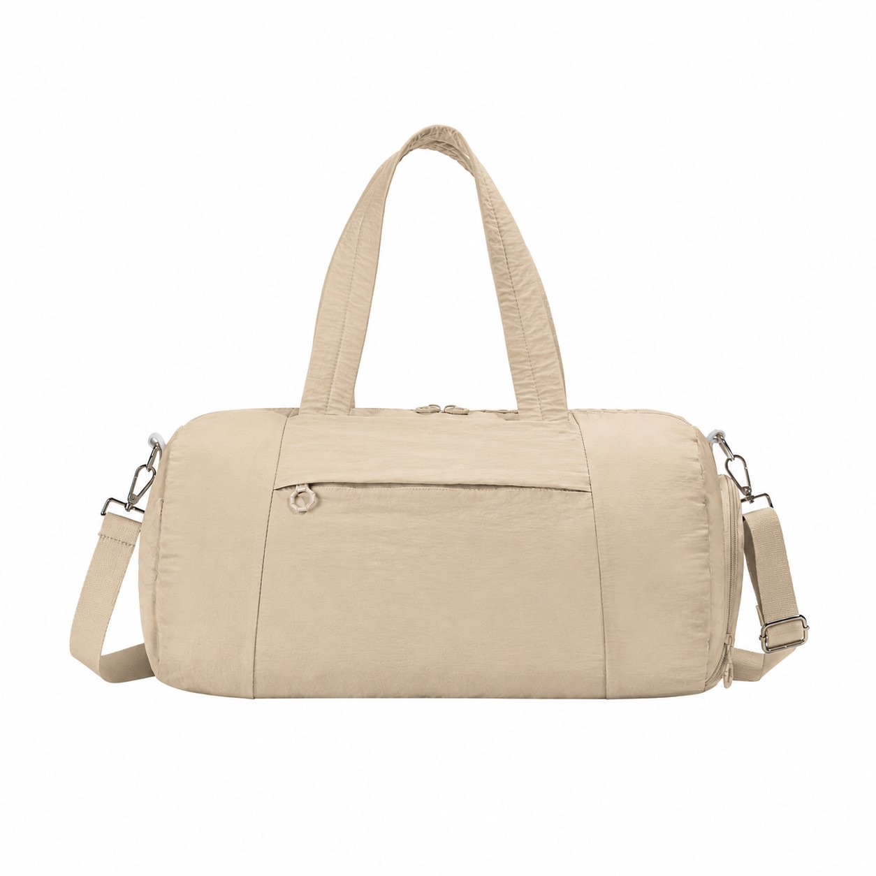 Nylon Shoe Duffel Bag — Beige