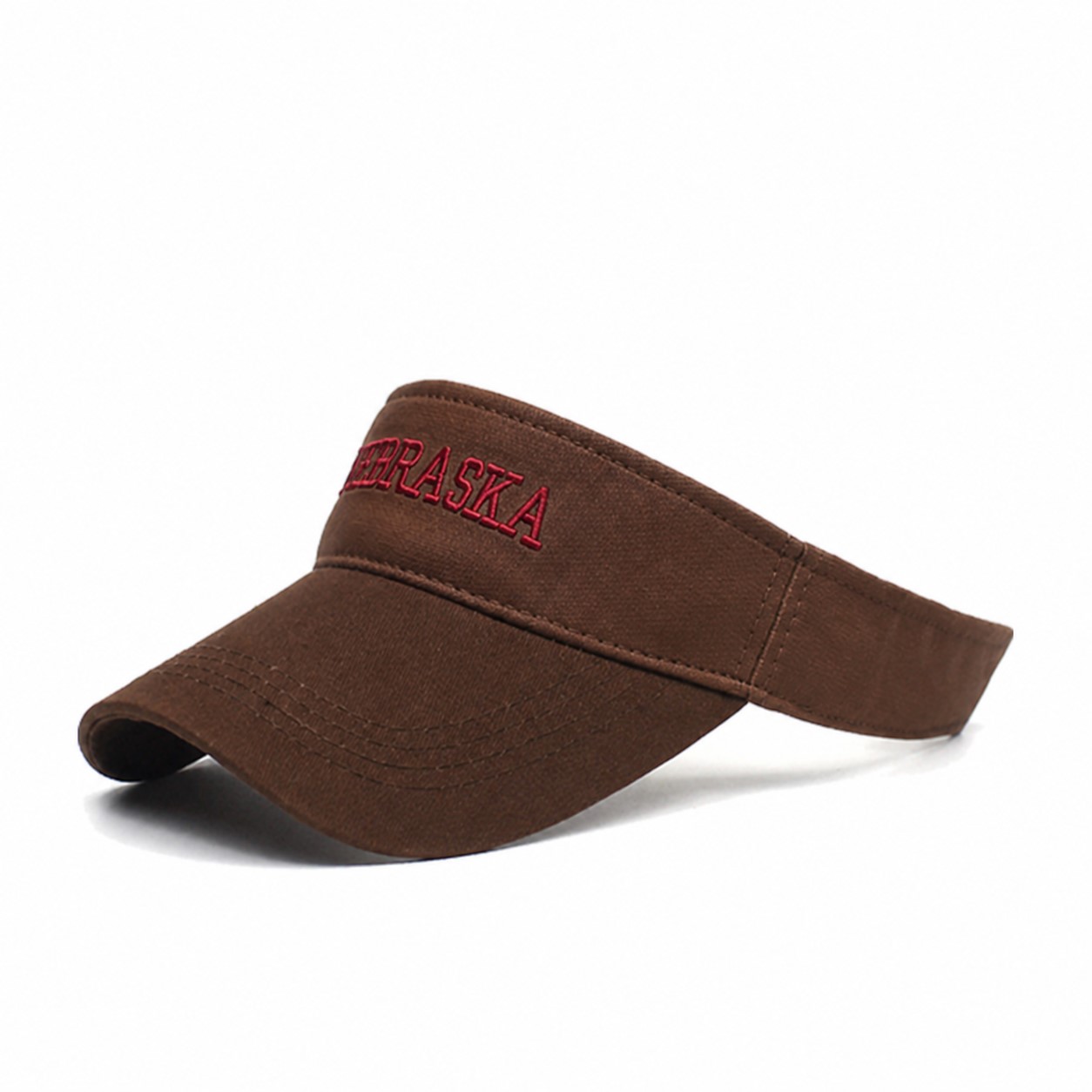 Cotton Open Top Visor Cap — Brown