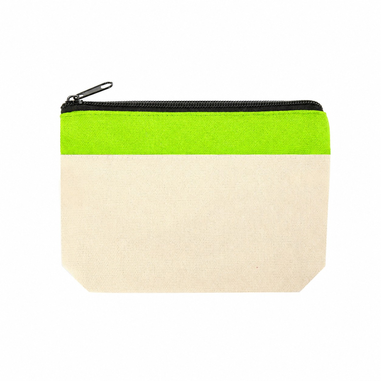 Cotton Canvas Zipper Pouch — Lime Green