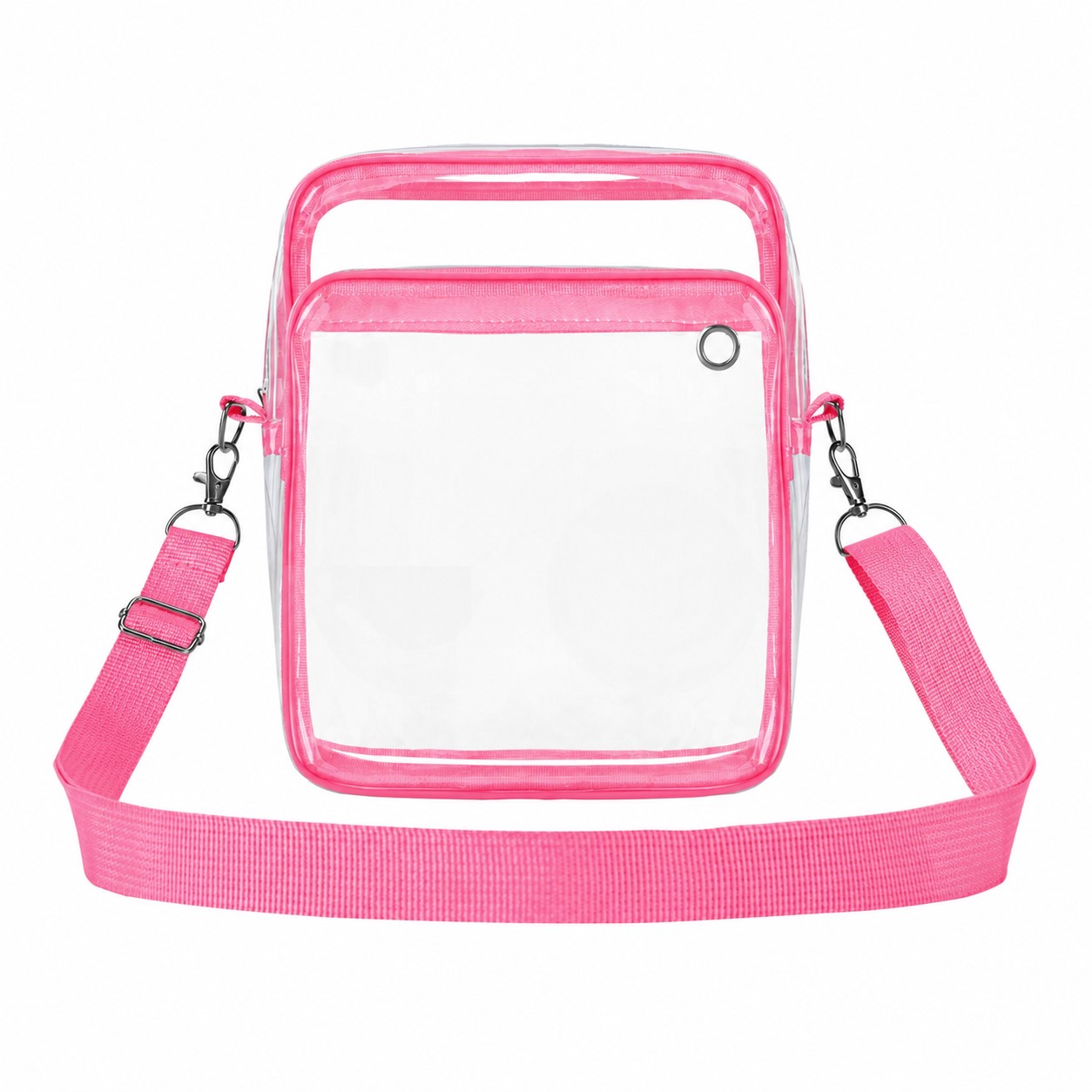 PVC Clear Crossbody Sling Bag — Clear White/Pink