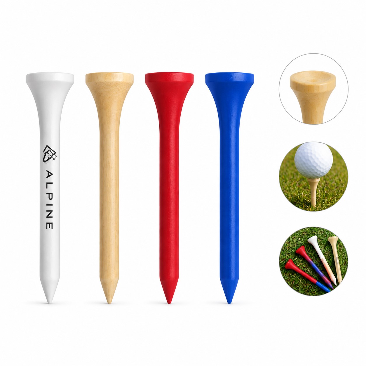 Smooth Bamboo Golf Tee With Flared Top