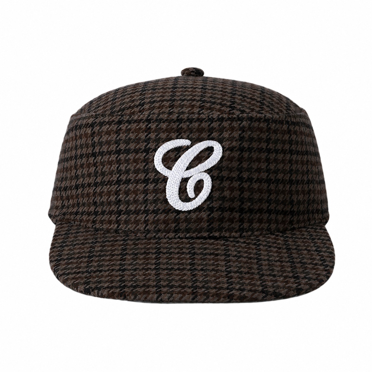 Polyester Patterned Flat Brim Cap — Brown/Black