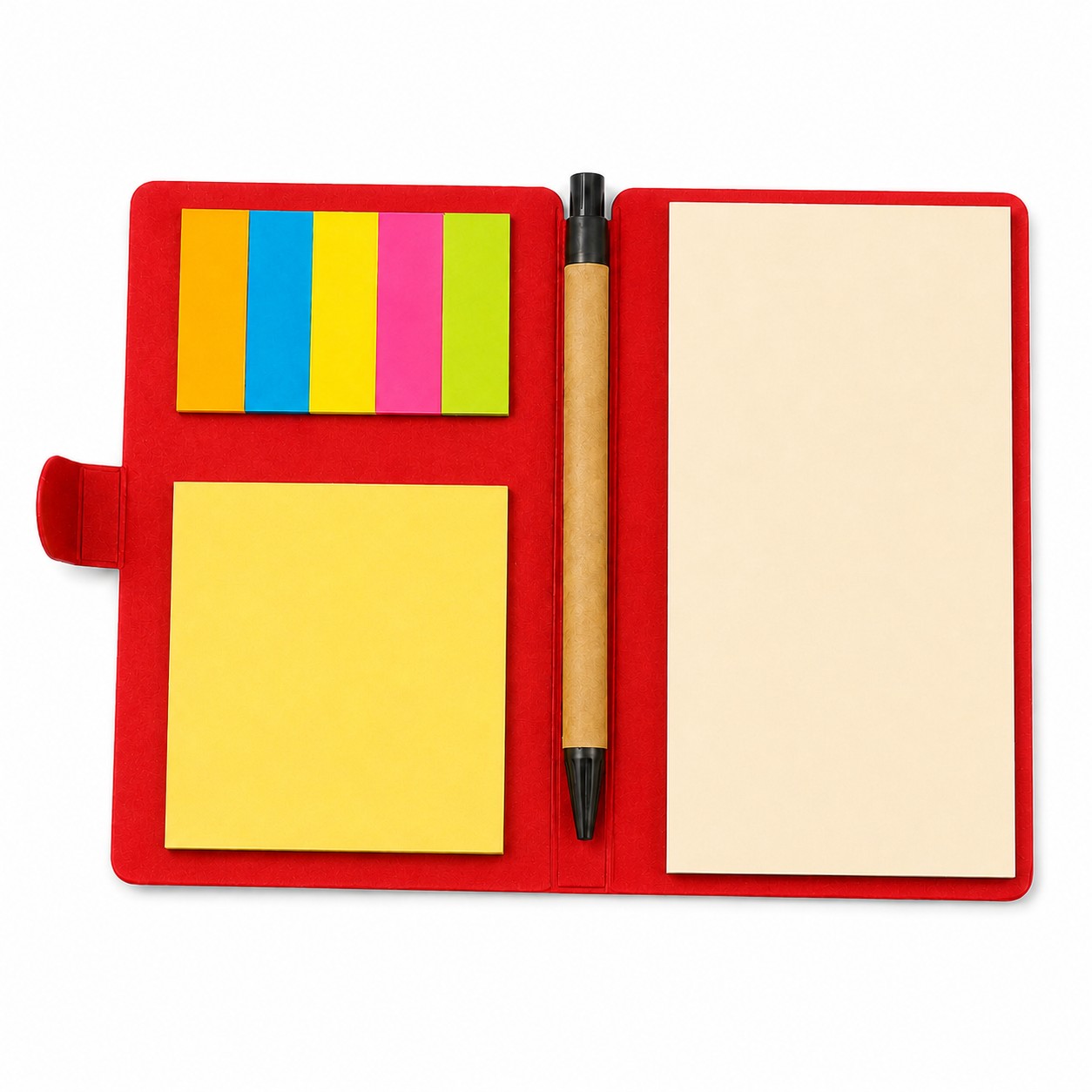 Compact Recycled Paper Snap Notepad — Red