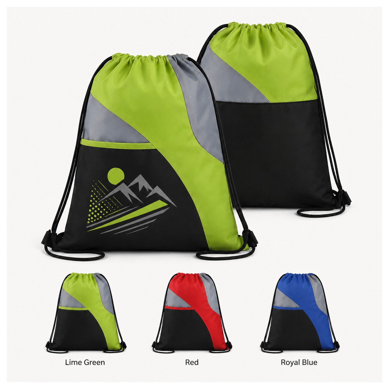 210D Polyester Tri Drawstring Bag
