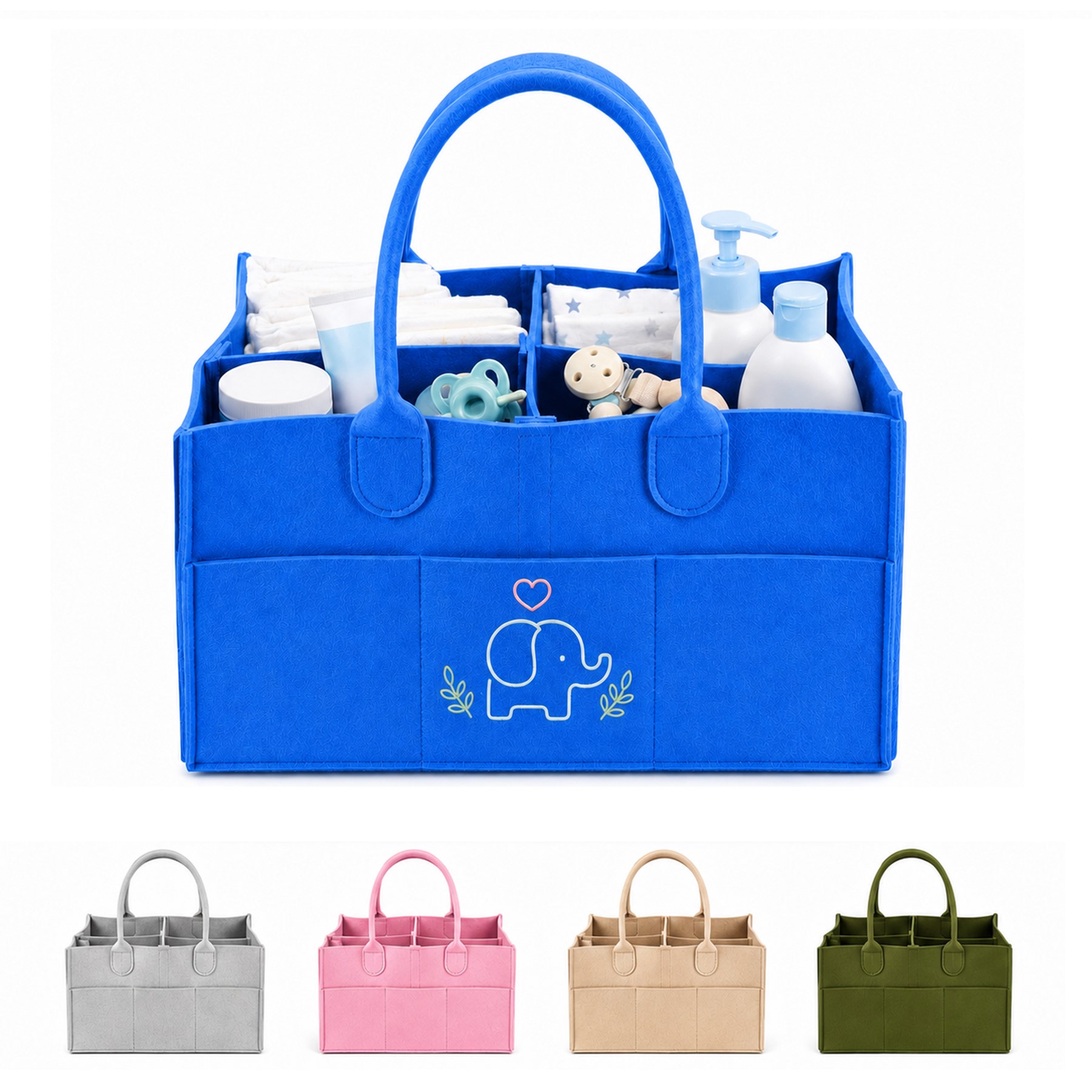 Handled Felt Baby Diaper Caddy Bag