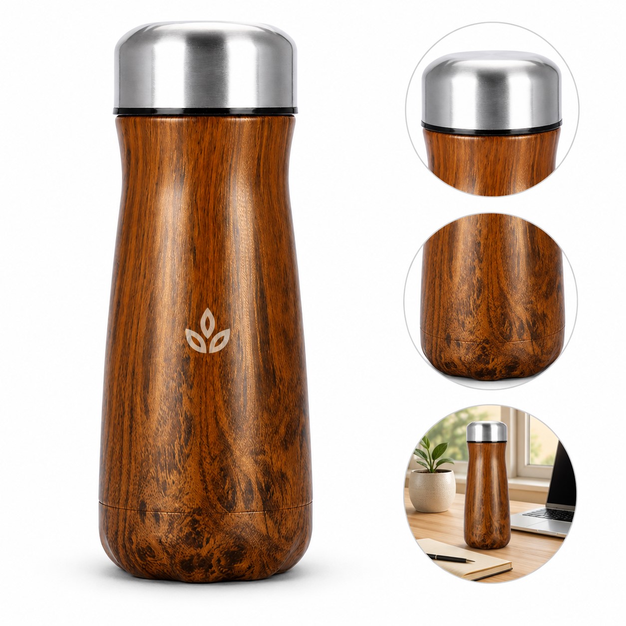 Wood Thermal Insulated Water Bottle
