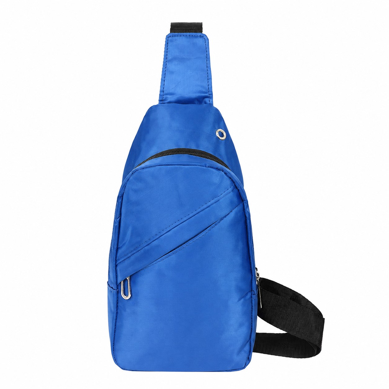 Crossbody Sling Bag With Zippered Pockets — Blue
