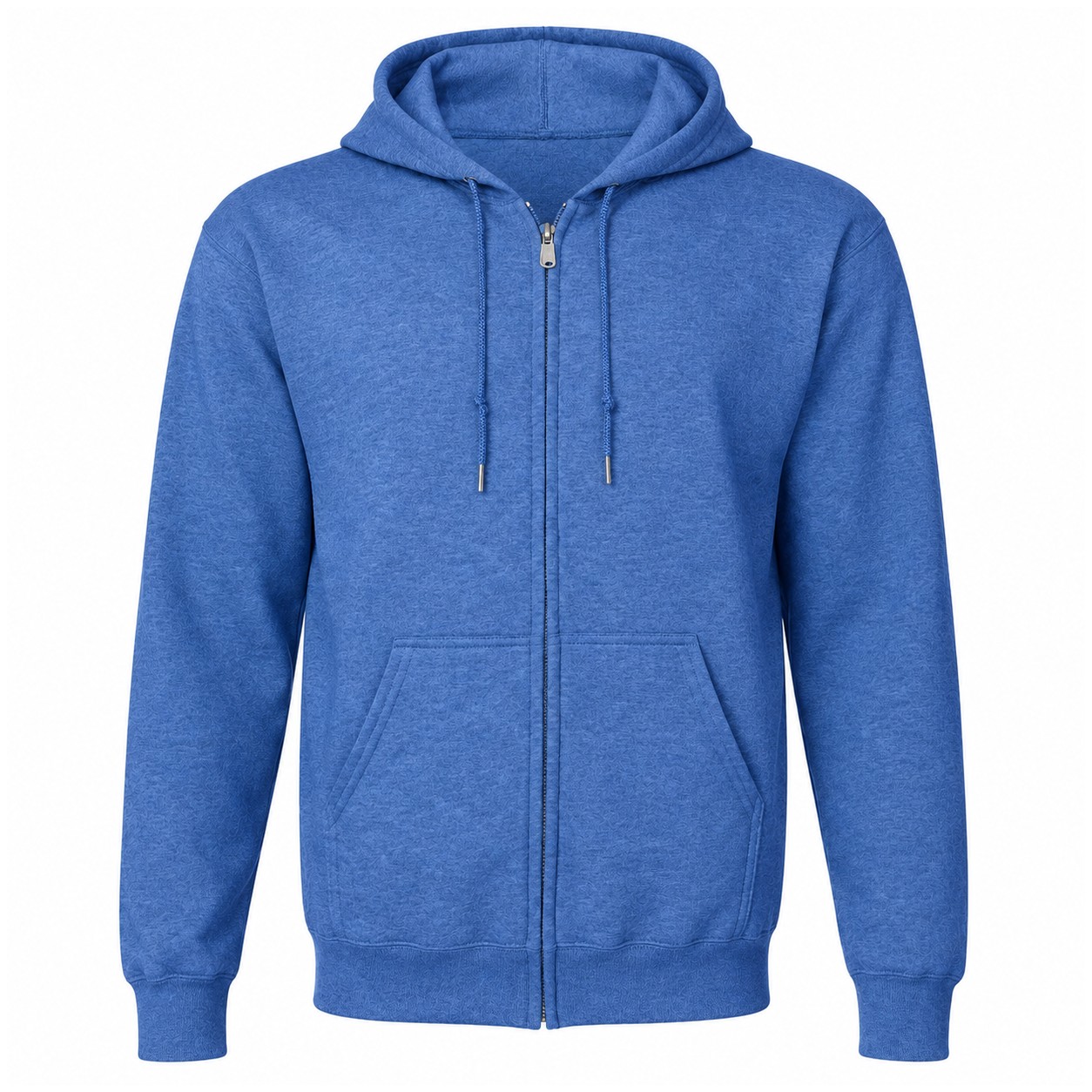 Full Zip Cotton Polyester Fleece Hoodie — Blue