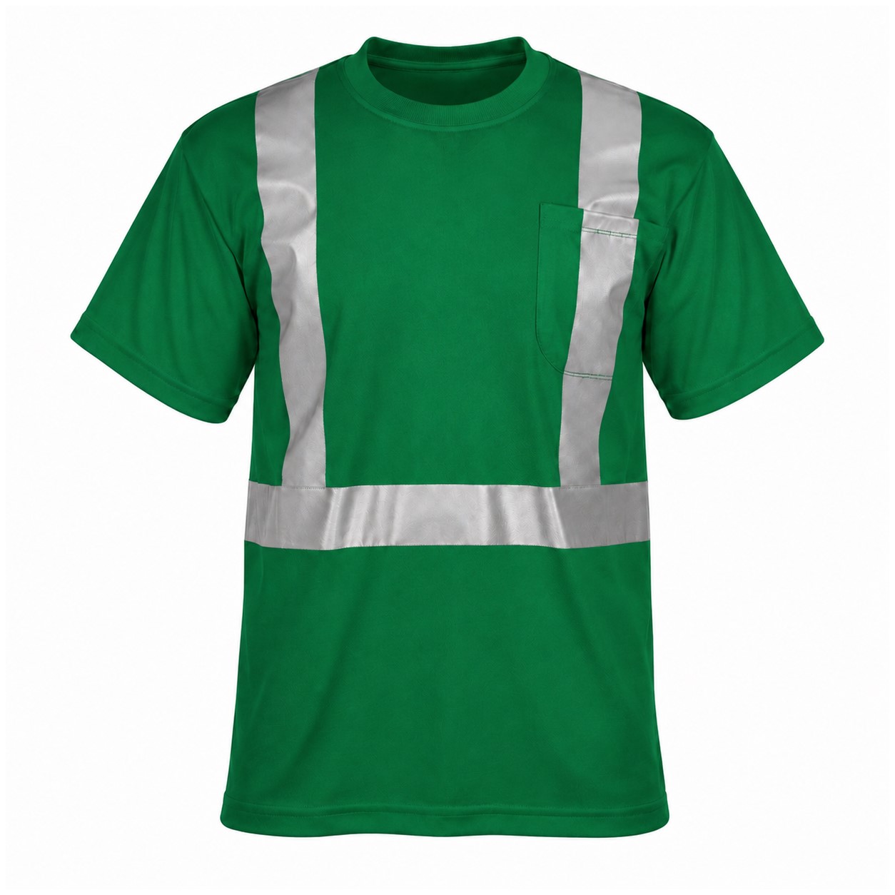Reflective Pocket Polyester Safety Shirt — Green