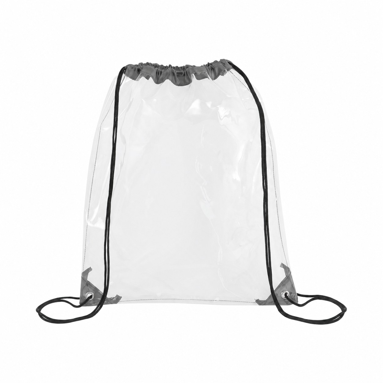 Metal Grommets PVC Drawstring Bag — Gray
