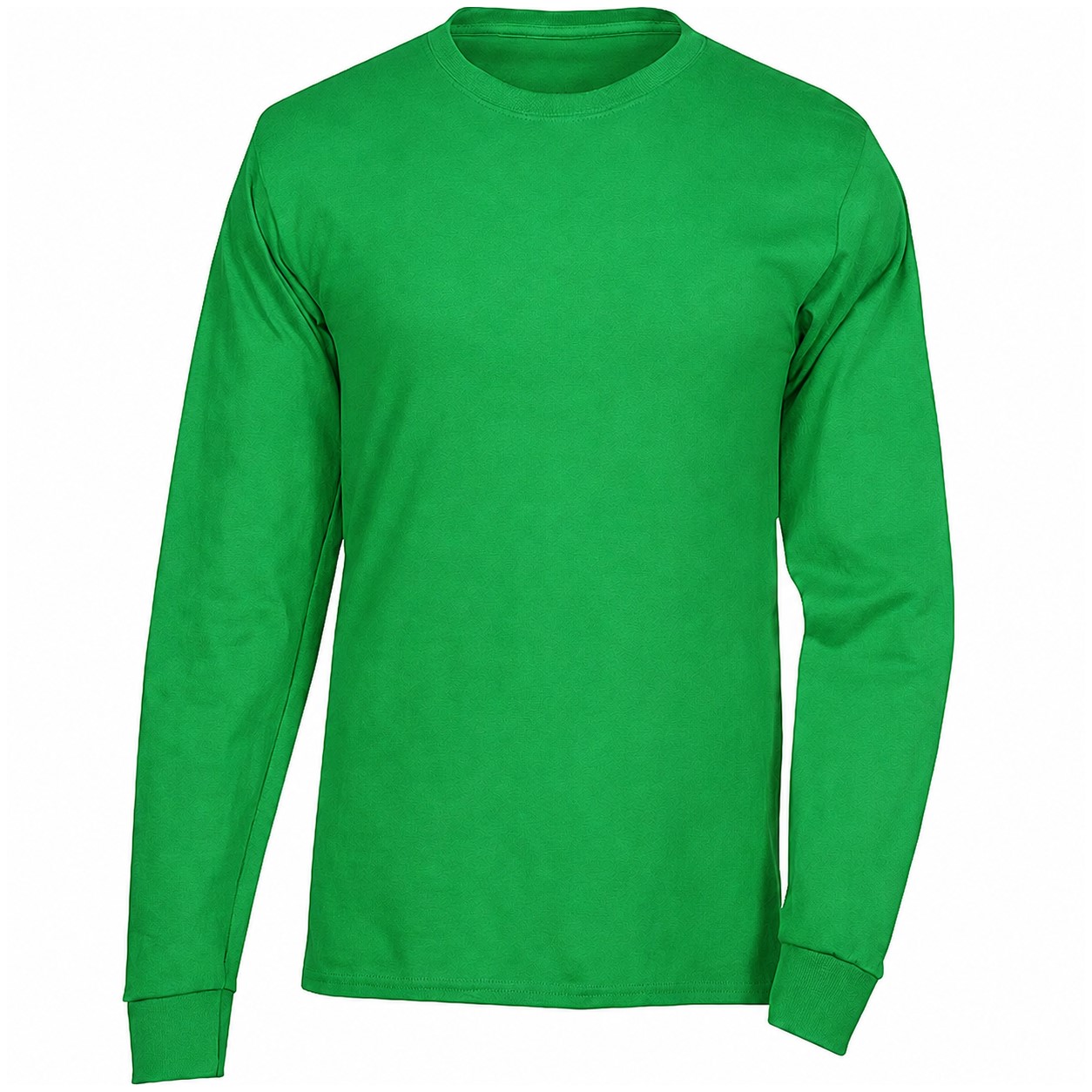 Cotton Long Sleeve Crewneck T-Shirt — Green