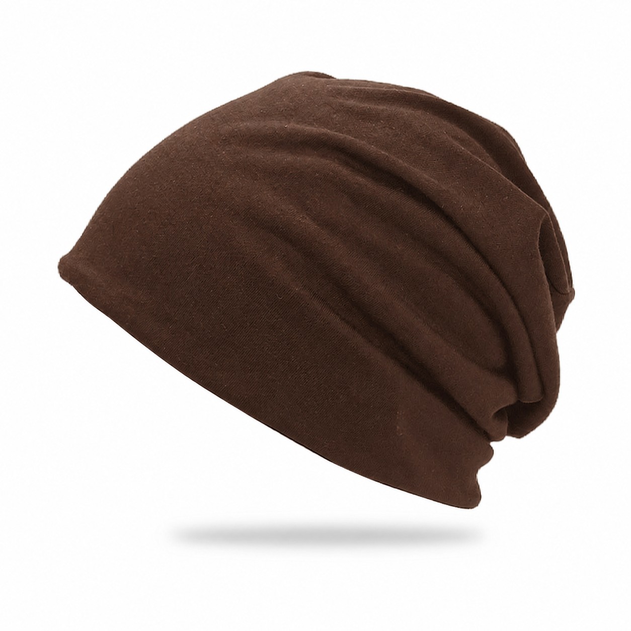 Polyester Slouchy Beanie Hat — Coffee Brown