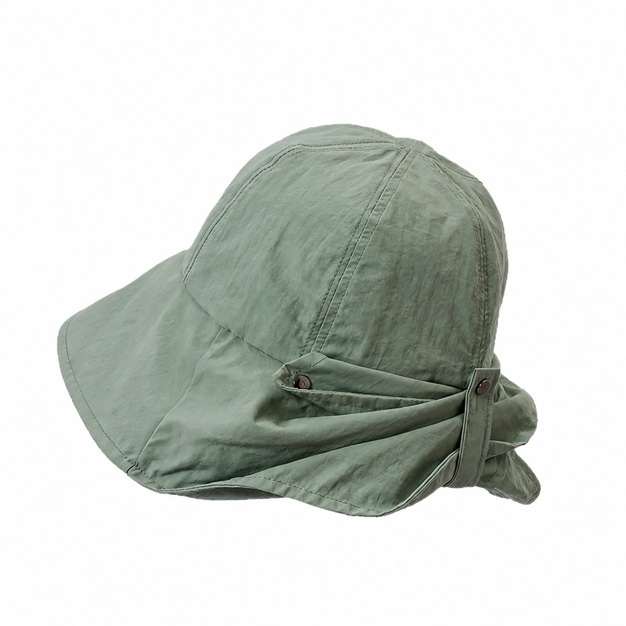 Polyester Neck Cape Sun Hat — Grayish Green