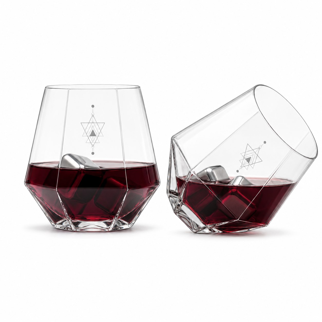 Faceted 12 Oz Plastic Stemless Wine Glass